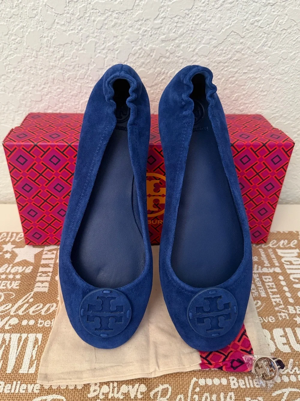 NIB Tory Burch Minnie Travel Ballet Suede Flats